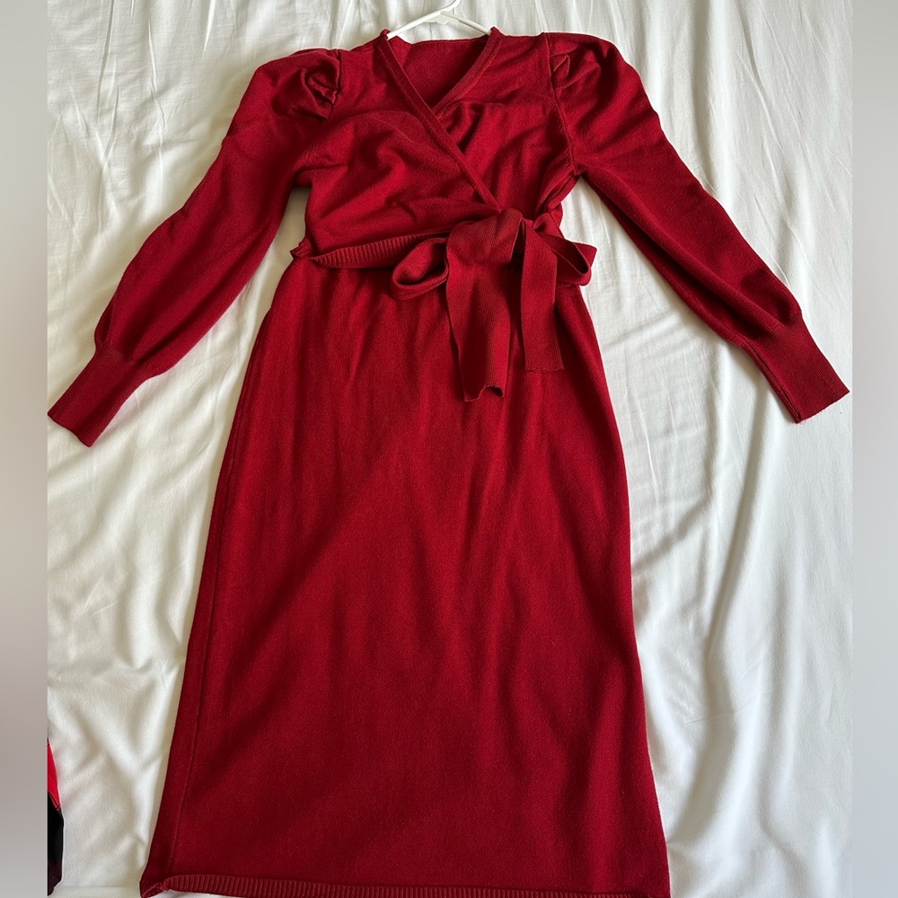 Burgundy Red Women's Sweater Dress